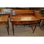 VICTORIAN MAHOGANY GALLERIED BACK TABLE OR WASH STAND FITTED WITH SINGLE FRIEZE DRAWER AND TWO DUMMY