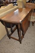 OAK GATE LEG TABLE WITH BARLEY TWIST LEGS, WIDTH APPROX 106CM