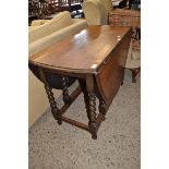 OAK GATE LEG TABLE WITH BARLEY TWIST LEGS, WIDTH APPROX 106CM