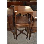 19TH CENTURY MAHOGANY SQUARE FORMED TWO TIER BEDSIDE TABLE CONVERTED FROM A WASH STAND WITH SINGLE