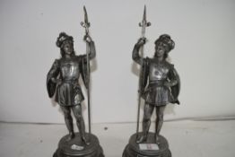 PAIR OF SPELTER MODELS OF KNIGHTS