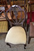 LATE VICTORIAN CANE SEATED DINING CHAIR WITH TURNED LEGS TOGETHER WITH A SINGLE CABRIOLE LEGGED