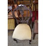 LATE VICTORIAN CANE SEATED DINING CHAIR WITH TURNED LEGS TOGETHER WITH A SINGLE CABRIOLE LEGGED