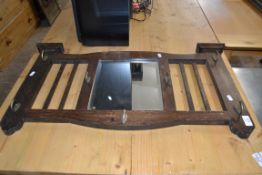 EARLY 20TH CENTURY OAK COAT RACK WITH CENTRAL MIRROR, 76CM WIDE