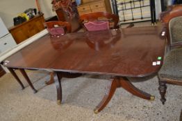 TWIN PEDESTAL MAHOGANY RECTANGULAR DINING TABLE, LENGTH APPROX 200CM
