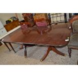 TWIN PEDESTAL MAHOGANY RECTANGULAR DINING TABLE, LENGTH APPROX 200CM