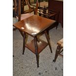 SMALL EDWARDIAN MAHOGANY TWO TIER TABLE ON TURNED LEGS, 63CM HIGH