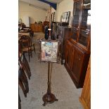 19TH CENTURY MAHOGANY POLE SCREEN DECORATED WITH CENTRAL NEEDLEWORK PANEL, RAISED ON TURNED SUPPORTS