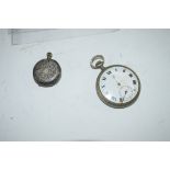 MIXED LOT: VARIOUS BASE METAL CASED POCKET WATCHES, SMALL SILVER CASED LADIES POCKET WATCH AND