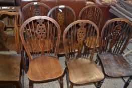 SET OF SIX WHEEL BACK DINING CHAIRS