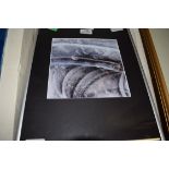 FRAMED ABSTRACT PRINT, APPROX 32CM