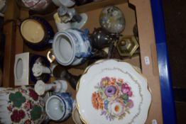 QTY OF BAVARIAN CHRYSANTHEMUM PATTERN PLATES TOGETHER WITH A ROYAL CAULDON TEA CANISTER, MIXED