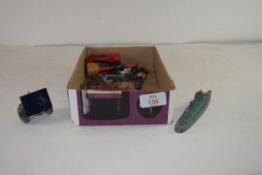 MIXED LOT: VARIOUS DIE-CAST MODELS TO INCLUDE WARSHIP, CANNON, VARIOUS FARM ANIMALS ETC