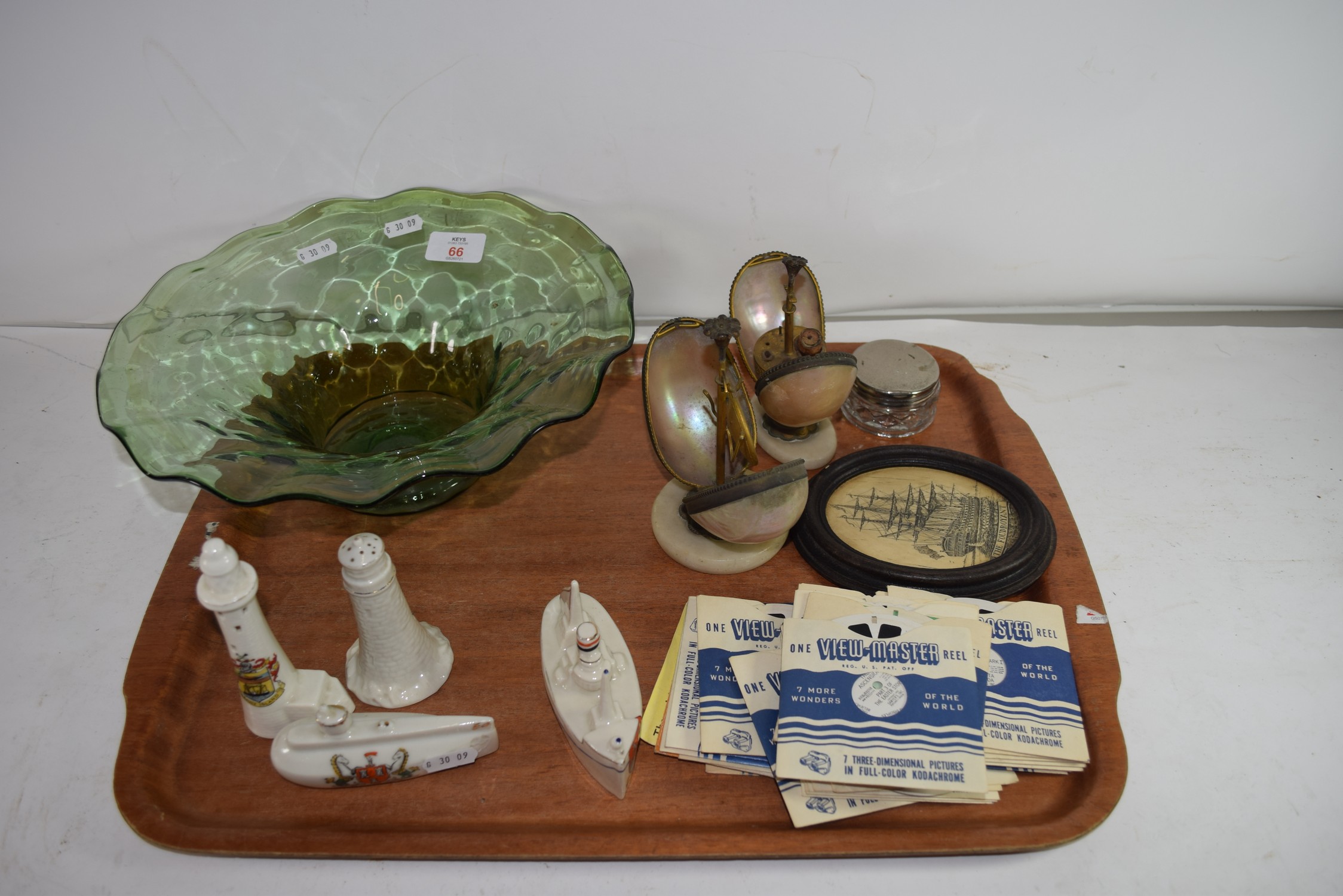 TRAY OF MIXED ITEMS TO INCLUDE MOTHER OF PEARL ETUI TYPE CASE PLUS ANOTHER SIMILAR, VIEWMASTER 3D