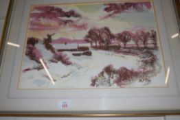 HENRY HOLZER, LIMITED EDITION PRINT WINTER LANDSCAPE 3/25, FRAMED AND GLAZED