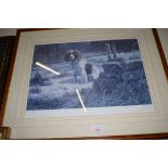 JOHN TRICKETT, LIMITED EDITION COLOURED PRINT, SPANIEL, 226/500, SIGNED IN PENCIL, FRAMED AND