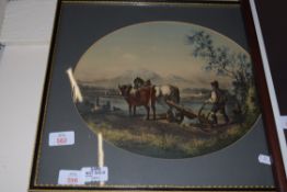 FRAMED PRINT OF HORSE PLOUGHING