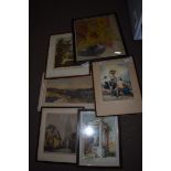 MIXED LOT ASSORTED PICTURES TO INCLUDE MARY EGAN, WATERCOLOUR STUDY OF IRISH MOUNTAIN SCENE, VARIOUS