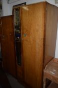 TWO VINTAGE VENEERED PLYWOOD WARDROBES