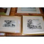 HENRY HOLZER, PAIR OF ETCHINGS, EDGE OF THE MARSH AND ONE OTHER