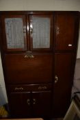 VINTAGE KITCHENETTE CABINET WITH GLAZED TOP SECTION