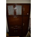 VINTAGE KITCHENETTE CABINET WITH GLAZED TOP SECTION