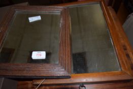 TWO SMALL RECTANGULAR WOOD FRAMED MIRRORS