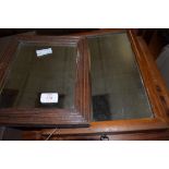 TWO SMALL RECTANGULAR WOOD FRAMED MIRRORS