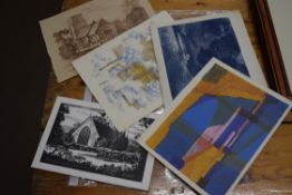 MIXED LOT VARIOUS UNFRAMED PRINTS - THURLTON CHURCH, NORTON SUB-COURSE CHURCH ETC