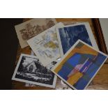 MIXED LOT VARIOUS UNFRAMED PRINTS - THURLTON CHURCH, NORTON SUB-COURSE CHURCH ETC