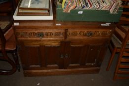 SMALL SIDE CABINET WITH CARVED DECORATION, WIDTH APPROX 91CM