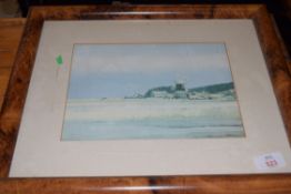 FRAMED COLOURED PRINT, WINDMILL AMONGST MARSHES