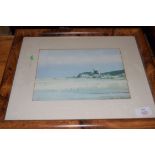 FRAMED COLOURED PRINT, WINDMILL AMONGST MARSHES