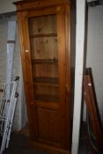 MODERN PINE BOOKCASE CABINET WITH GLAZED DOOR