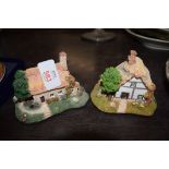 ROYAL COMMEMORATIVE BEAKER AND TWO COTTAGE MODELS