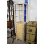 LIGHT OAK FINISH HEYWOOD TALLBOY CABINET WITH GLAZED SHELVES TO TOP, 162CM HIGH