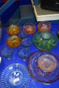 COLLECTION VARIOUS EARLY 20TH CENTURY PRESSED COLOURED GLASS WARES