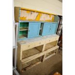 PAINTED PINE TWO-PIECE DRESSER CABINET (REQUIRING RESTORATION), 185CM WIDE