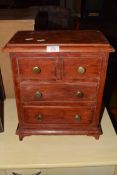 SMALL APPRENTICE CHEST OF TWO SHORT AND TWO LONG DRAWERS, 35CM WIDE