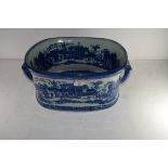 REPRODUCTION IRONSTONE BLUE AND WHITE DECORATED FOOT BATH