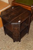 OCTAGONAL OAK OCCASIONAL TABLE WITH TWO SHELVES, 50CM WIDE