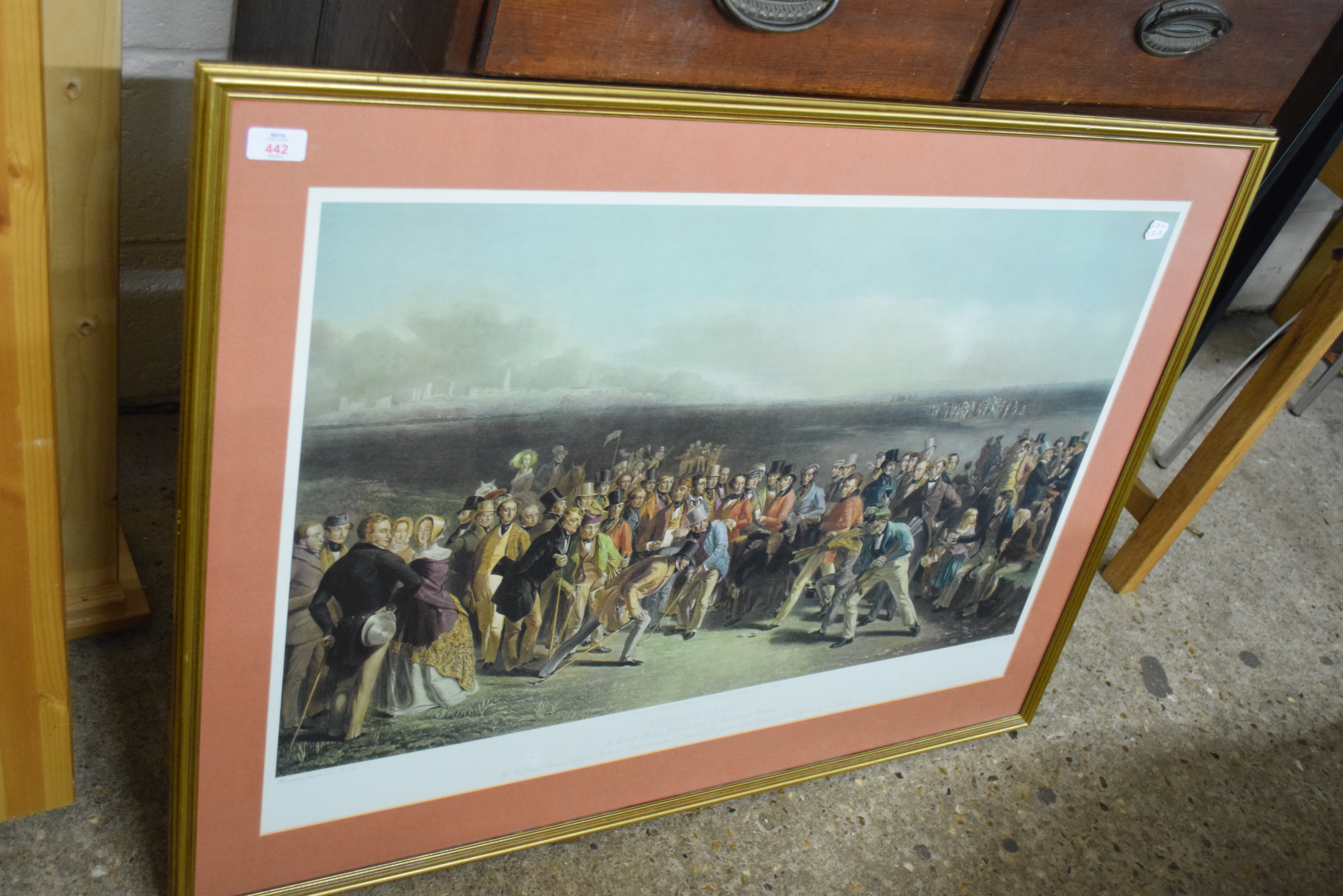 AFTER CHARLES LEES, COLOURED ENGRAVING "THE GOLFERS, A GRAND MATCH PLAYED OVER ST ANDREWS LINKS", 85