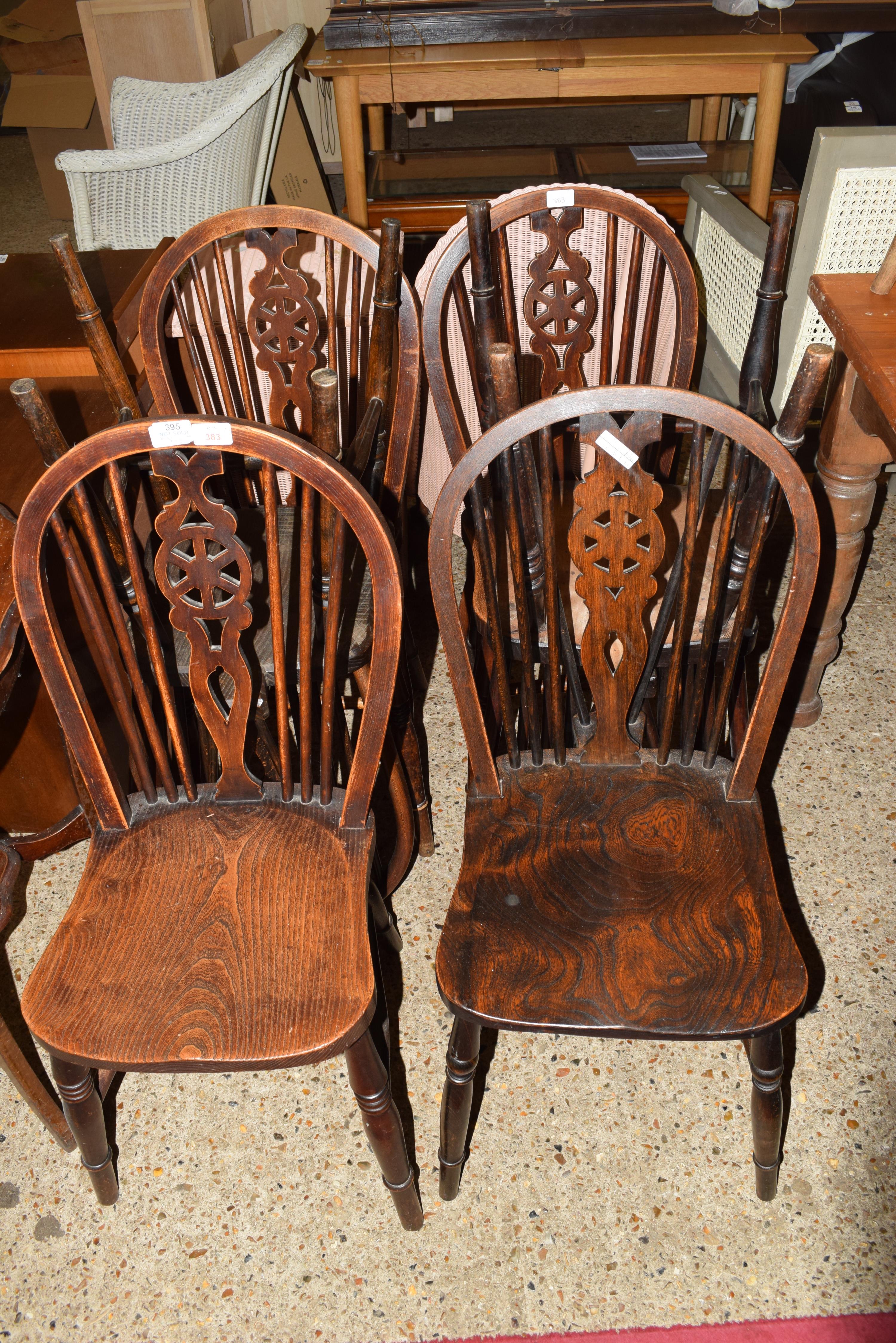 SET OF SIX WHEEL BACK KITCHEN CHAIRS