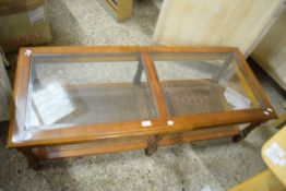 GLASS TOPPED COFFEE TABLE, APPROX 130 X 53CM