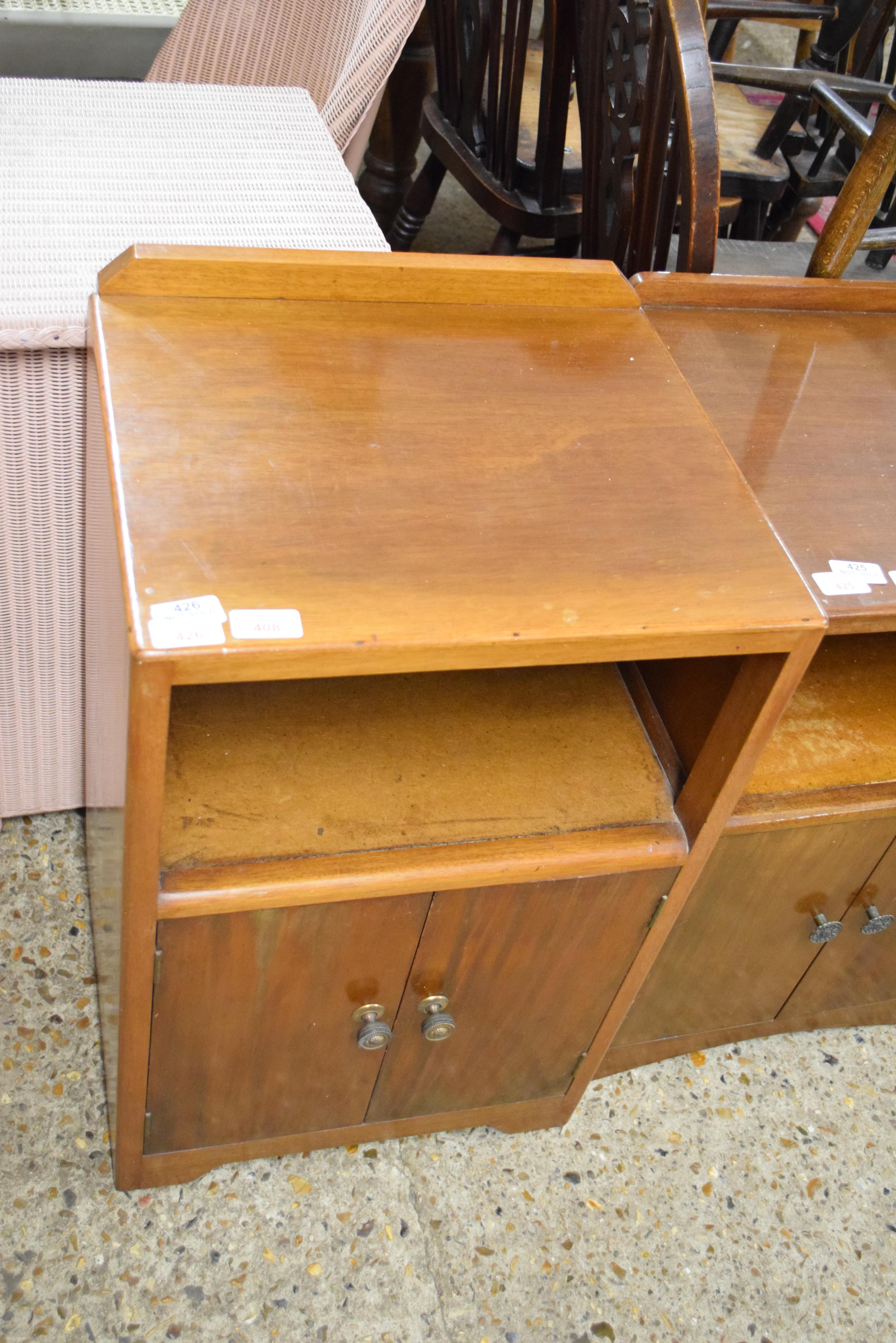 MAHOGANY VENEERED TWO DOOR BEDSIDE CABINET, 68CM HIGH