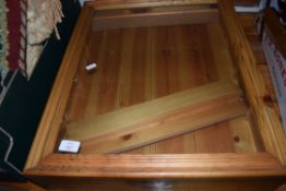 PINE FRAMED WALL MOUNTED GLAZED DISPLAY CABINET