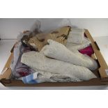 BOX OF TABLE LINEN, TEA TOWELS ETC