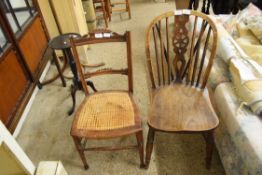 WHEELBACK KITCHEN CHAIR AND A FURTHER CANE SEATED CHAIR (2)