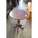 SMALL MAHOGANY CIRCULAR TOPPED OCCASIONAL TABLE ON TRIPOD BASE, 65CM HIGH