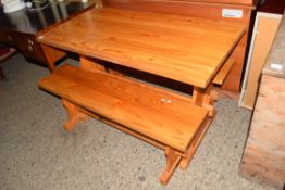 MODERN PINE KITCHEN TABLE AND TWO BENCHES, 120CM HIGH